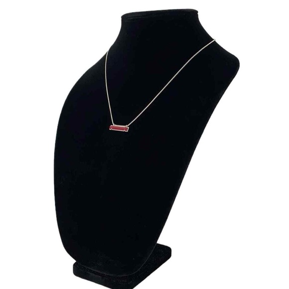 ‘Vintage’ Kendra Scott Leanor Bar Necklace Red Maroon Jade 14k Rose Gold - Picture 5 of 11